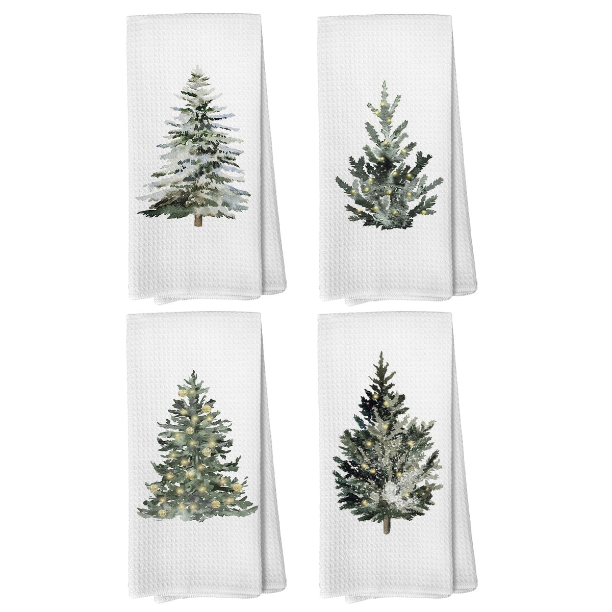 Liosei winter Christmas tree towels 16x24 set of 4 for seasonal cleaning and decor.