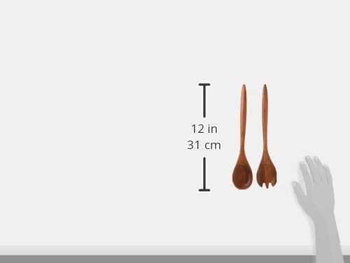 Lipper International 1188 acacia oblong salad servers packaging, ready for everyday use.