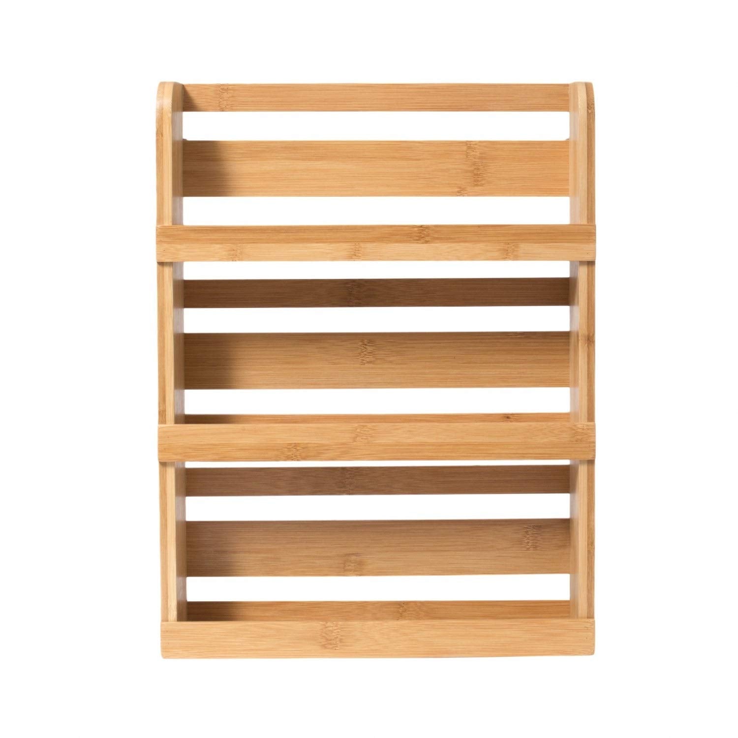 Lipper International 8840 bamboo 3-tier spice rack front view shows space-saving pantry organization