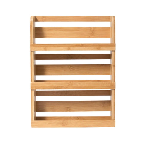 Lipper International 8840 bamboo 3-tier spice rack front view shows space-saving pantry organization