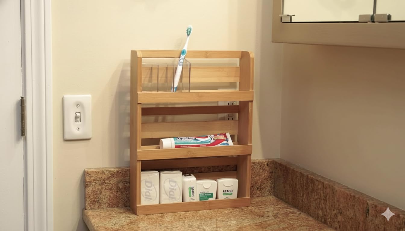 Lipper International 8840 bamboo 3-tier spice rack wall mount ready for flexible placement