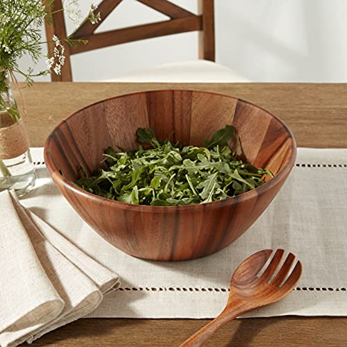 Lipper International Acacia Round Flair Bowl serves as a versatile serving piece.