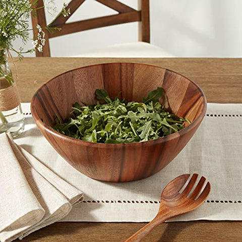 Lipper International Acacia Round Flair Bowl serves as a versatile serving piece.