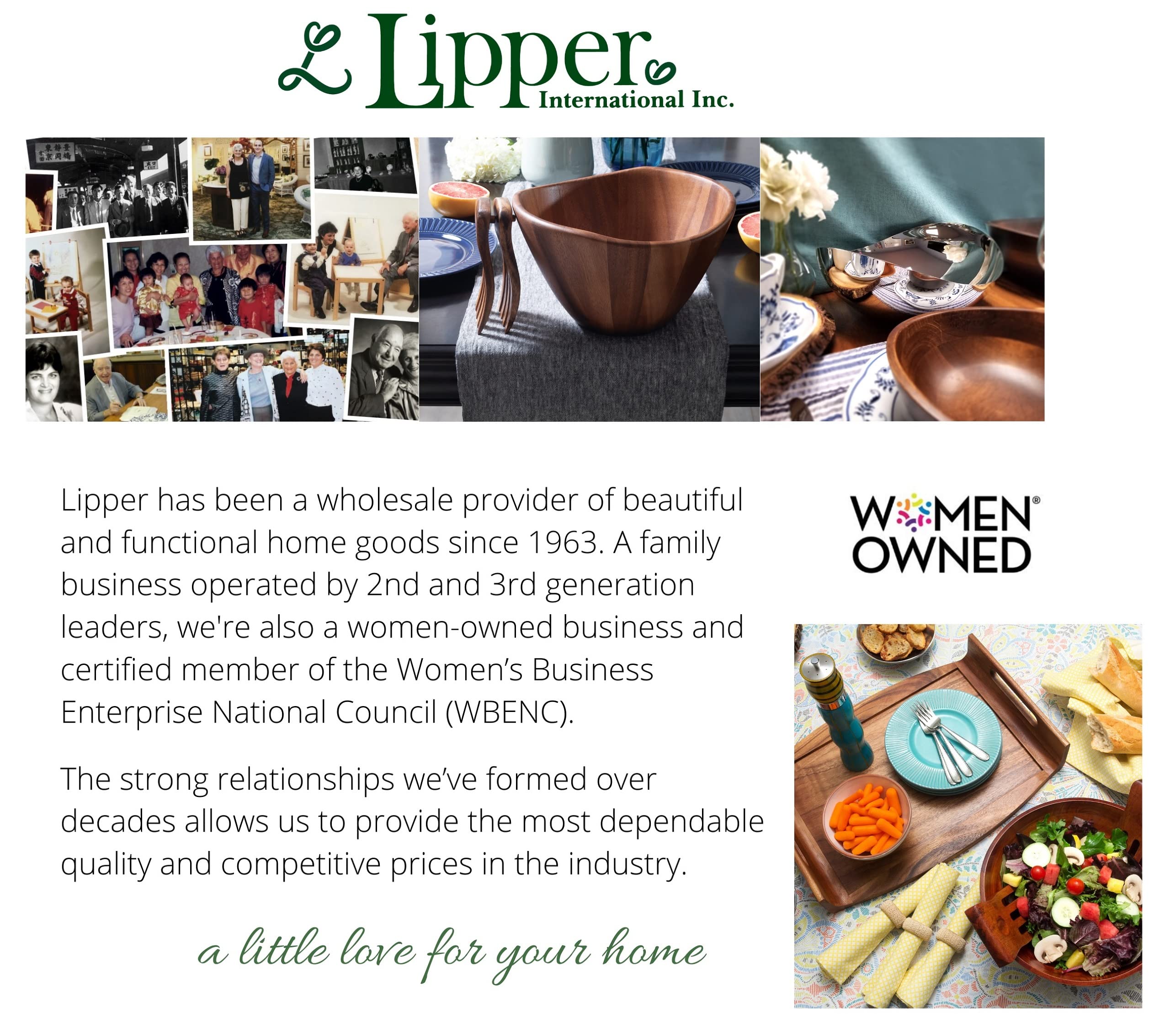 Lipper International acacia round flair bowl makes a decorative display accent.