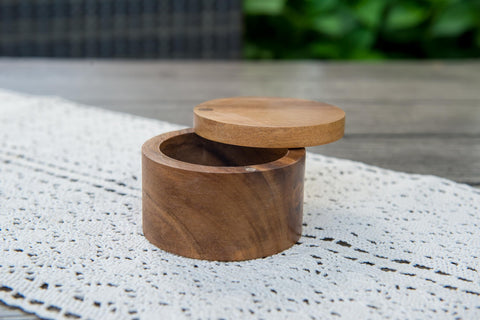 Lipper acacia box doubles as jewelry or small-item organizer.