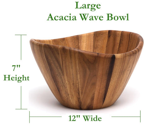 Lipper International Acacia Wave Bowl centerpiece emphasizes natural wood grain.
