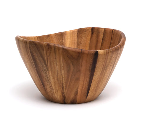 Lipper International Acacia Wave Bowl full view highlights generous size.