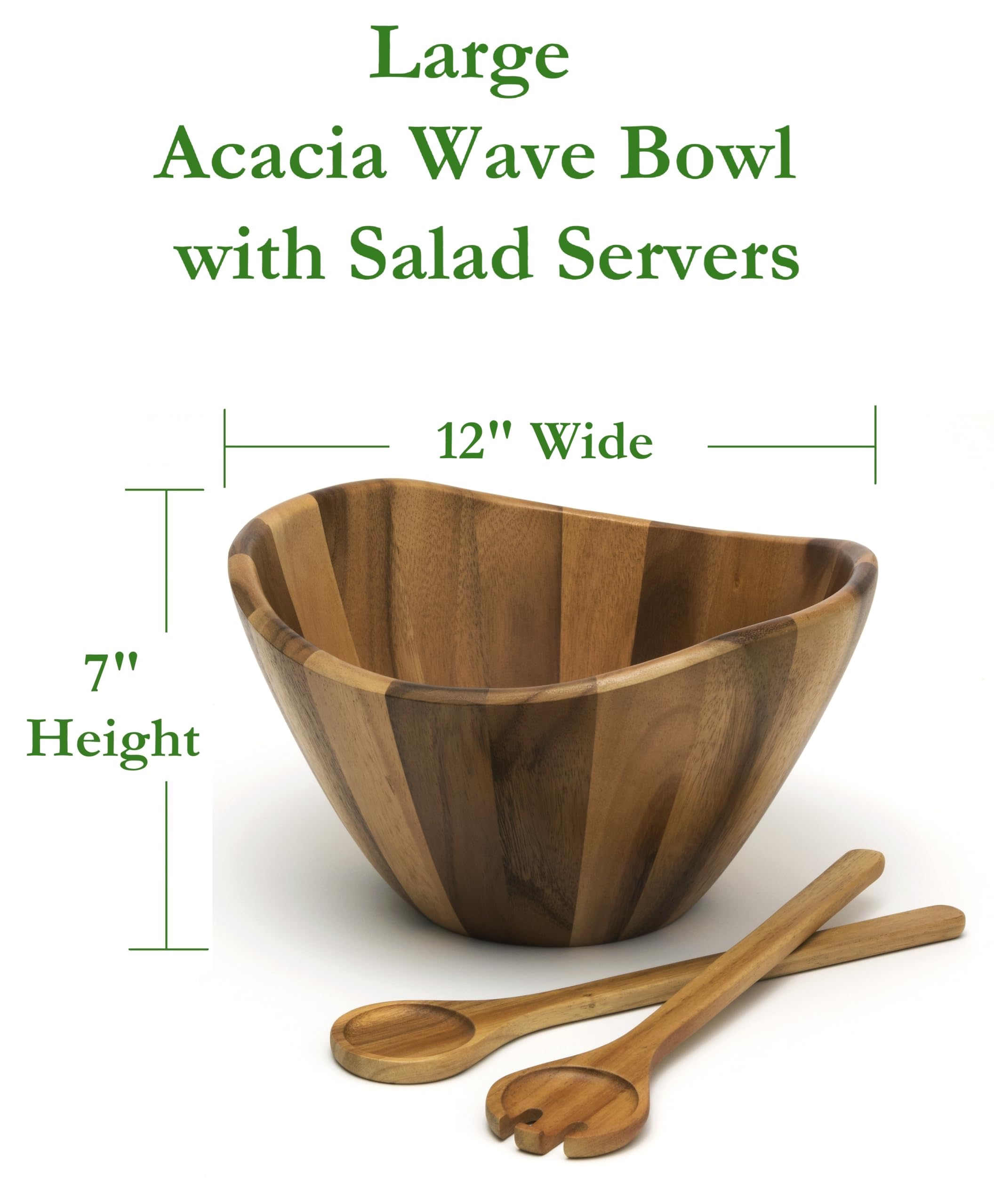 Lipper International acacia wave bowl centerpiece with servers.