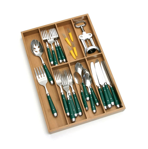 Lipper International bamboo flatware organizer close-up of natural grain and craftsmanship