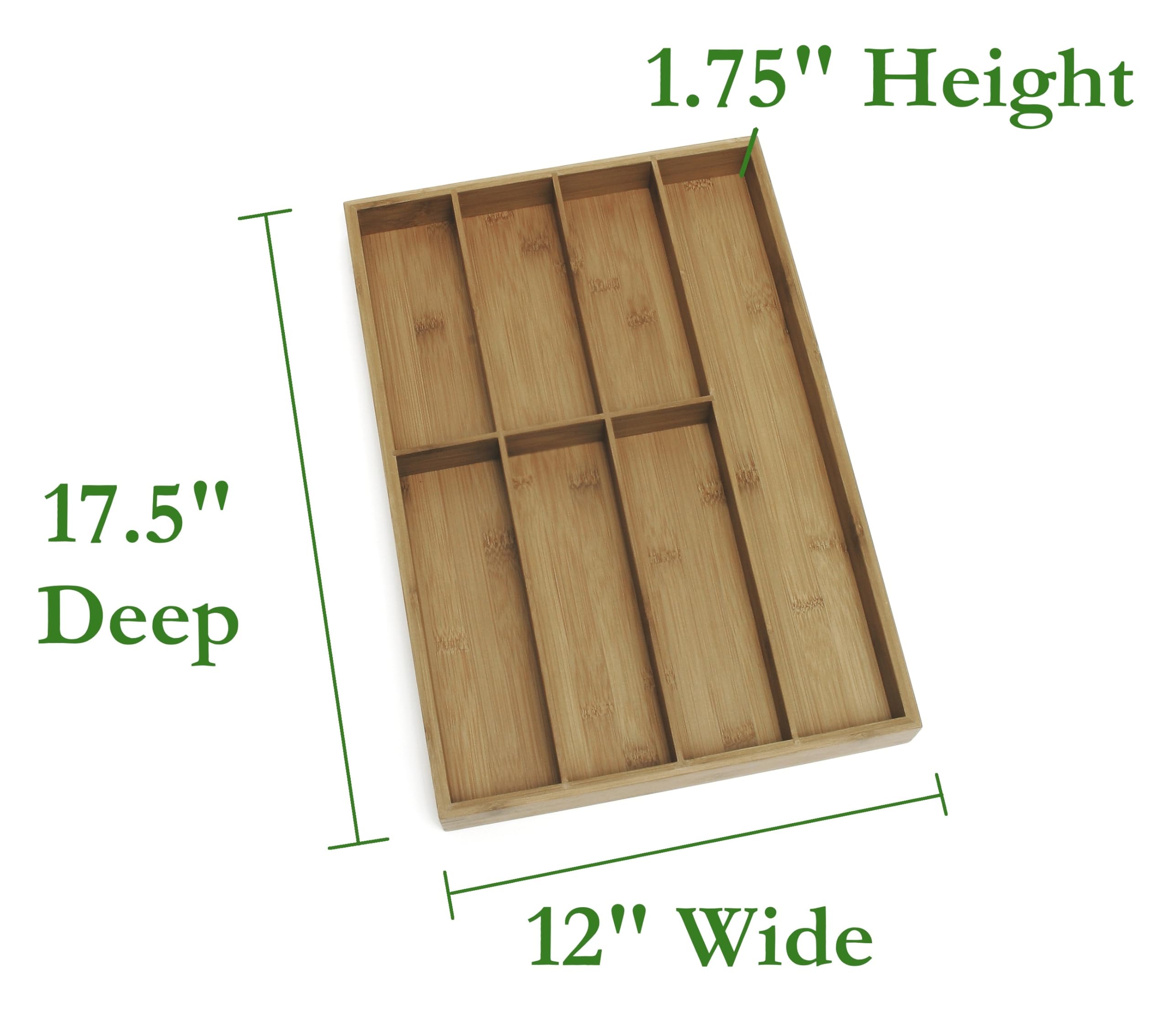 Lipper International bamboo flatware organizer in a drawer showing seven compartments