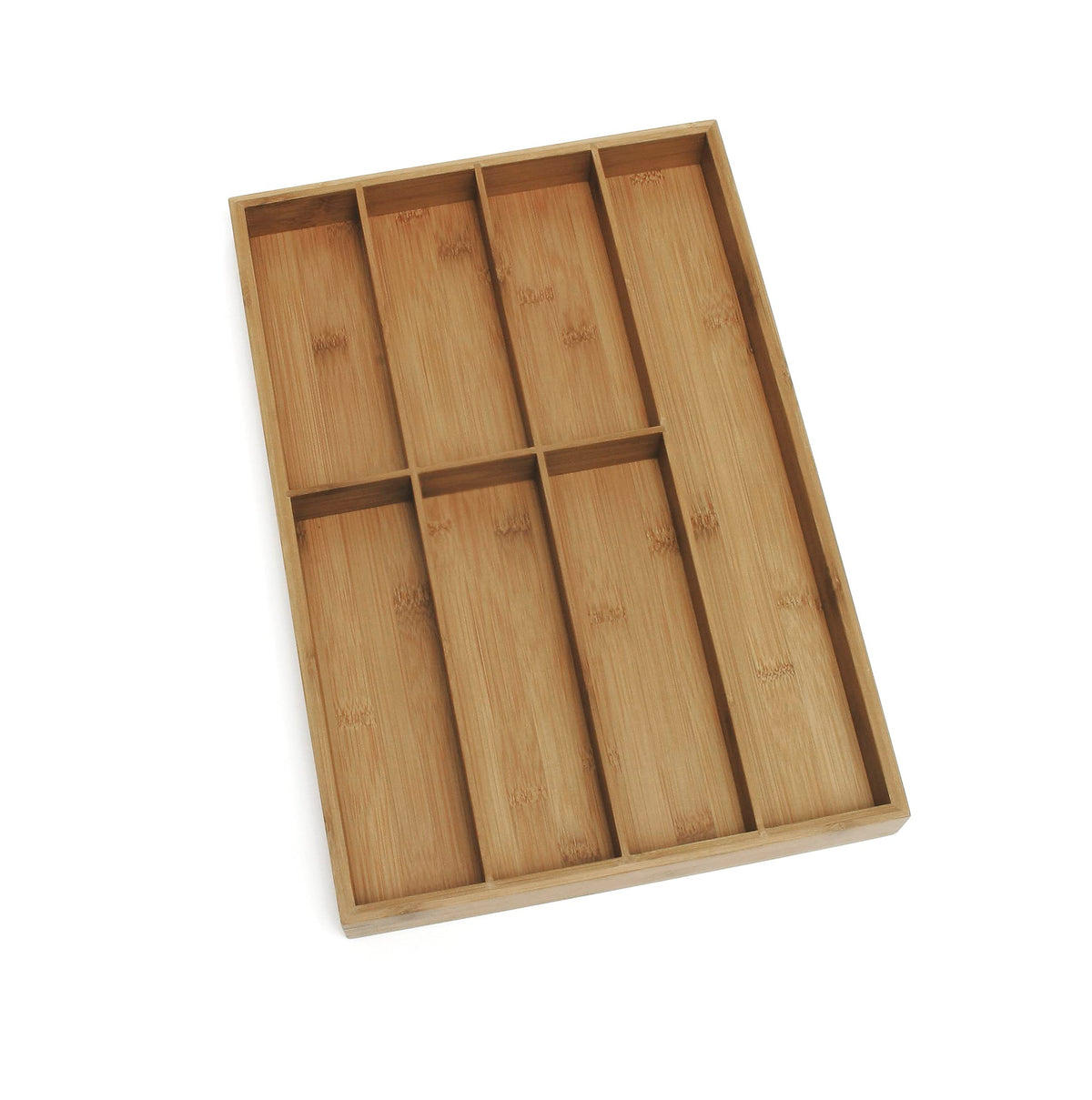 Lipper International bamboo flatware organizer viewed from above for neat utensil separation
