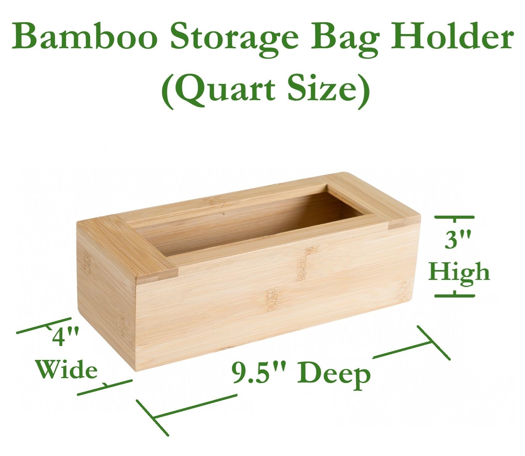 Lipper International bamboo storage bag holder quart size for compact pantry storage