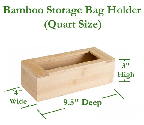 Lipper International bamboo storage bag holder quart size for compact pantry storage