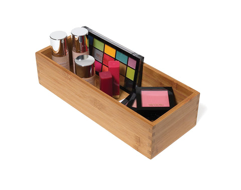 Lipper International bamboo holder bathroom vanity, storage for cotton balls and cosmetics.