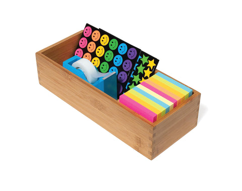 Lipper International bamboo holder in a drawer, ideal for small storage.