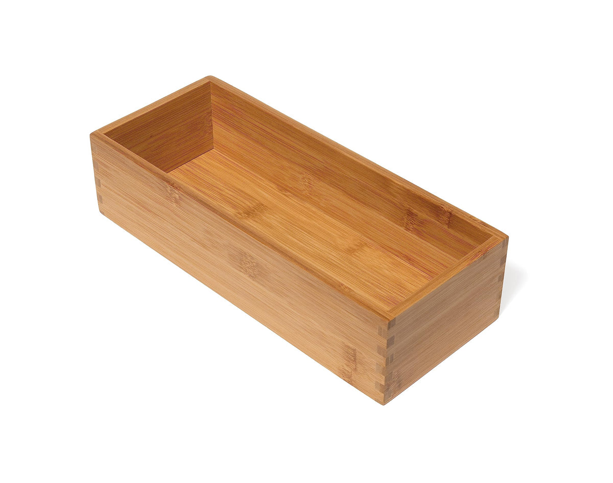 Lipper International bamboo utensil holder front view, compact kitchen organizer.