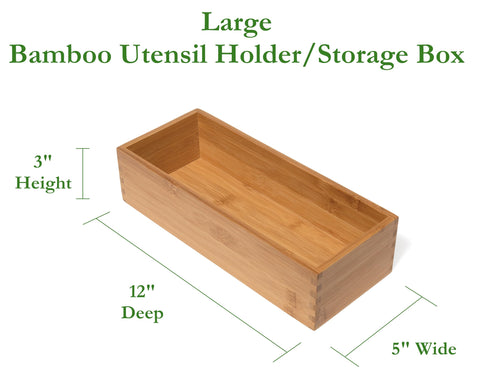 Lipper International bamboo holder side view, fits neatly in small spaces.