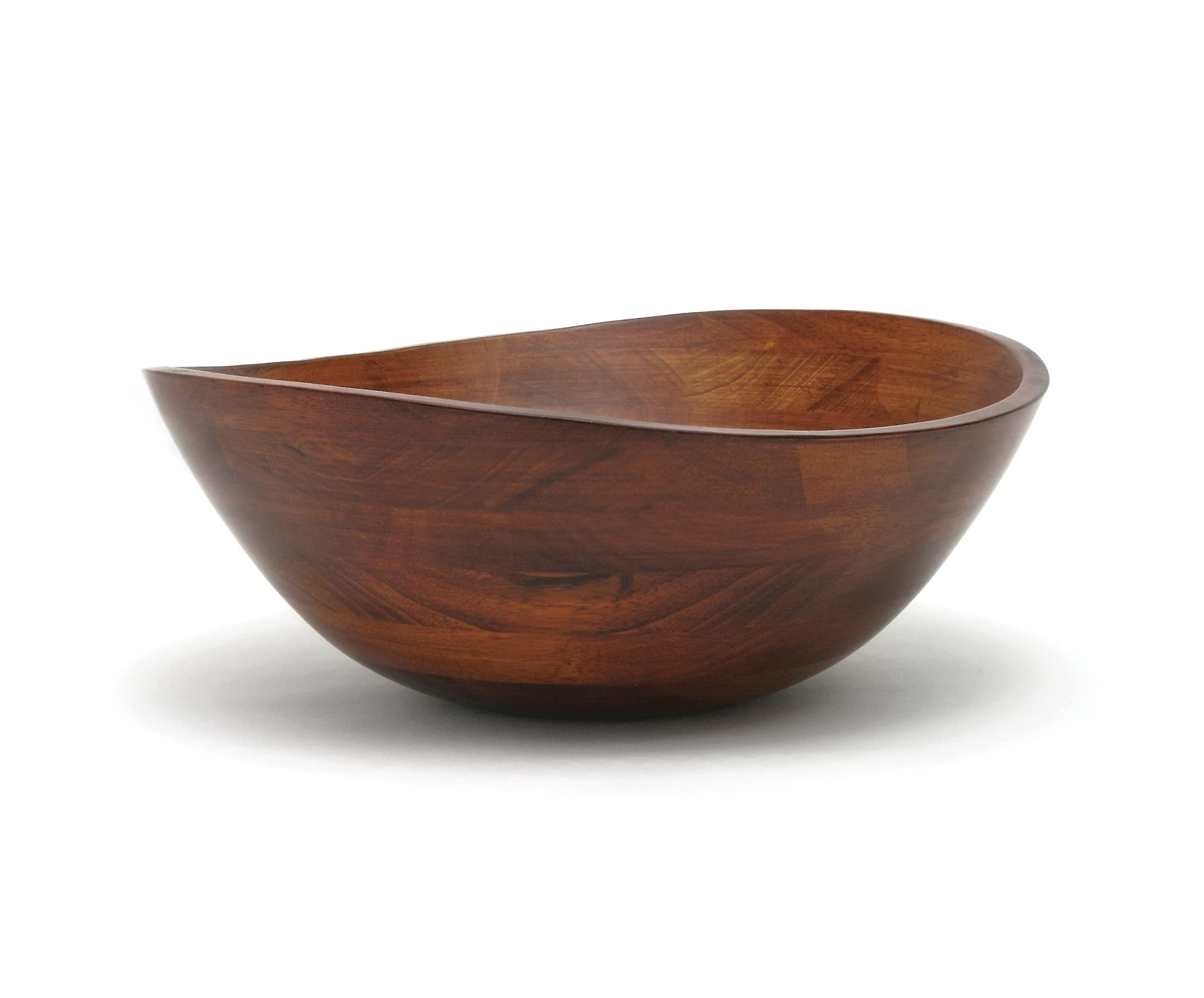 Lipper International cherry finished wavy bowl as centerpiece on table