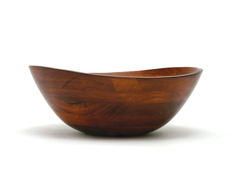 Lipper International cherry finished wavy bowl with fruit for display