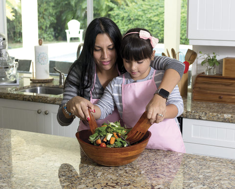 Lipper International cherry finished salad hands pair enhances serving and easy portioning.