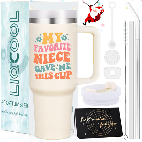 LiqCool Aunt Tumbler 40 Oz Cream main image shows durable everyday-use design.