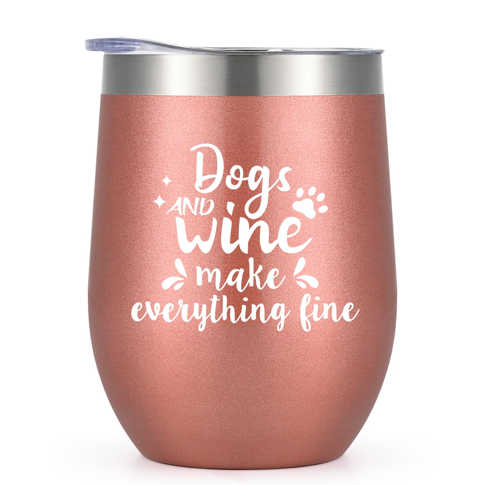 LiqCool dog mom wine tumbler in rose gold for cozy moments with pets