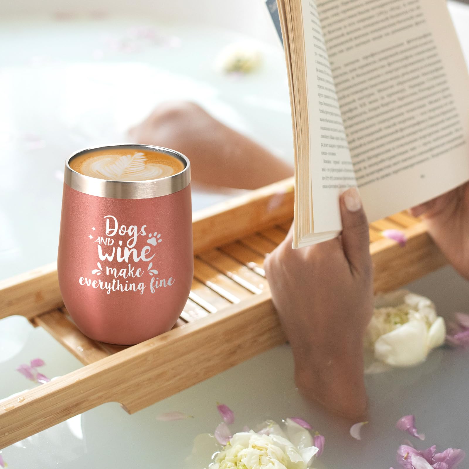LiqCool rose-gold tumbler with dog-themed design for dog lovers
