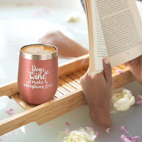 LiqCool rose-gold tumbler with dog-themed design for dog lovers
