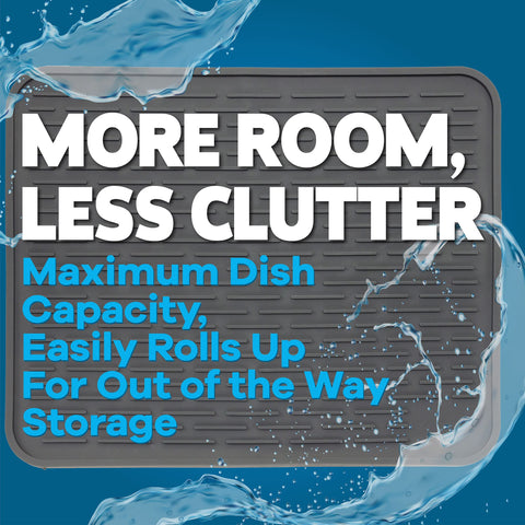 LISH XXL silicone dish drying mat keeps under-sink spaces tidy.