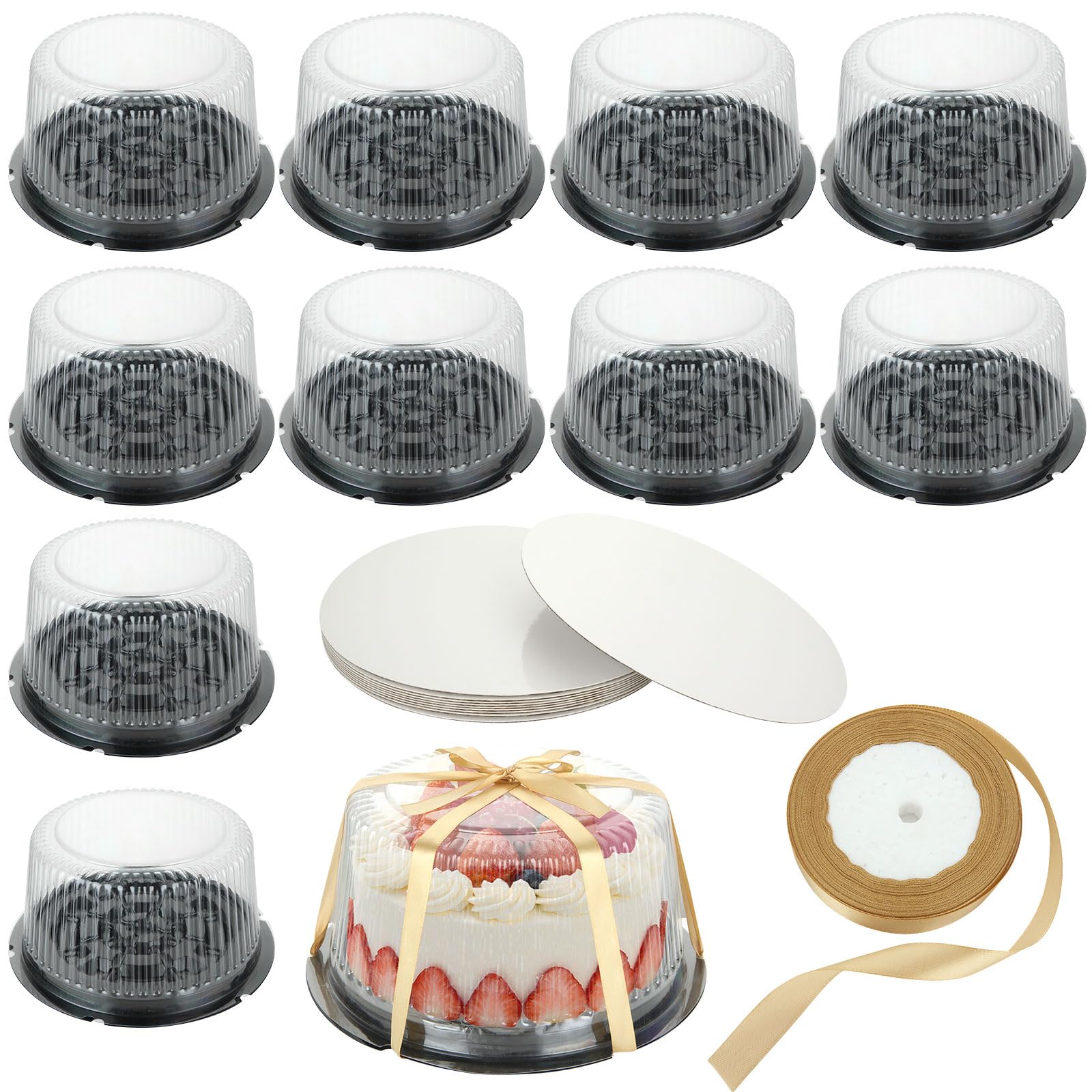 LISHINE cake container with dome lid keeps cake visible and protected during transport.