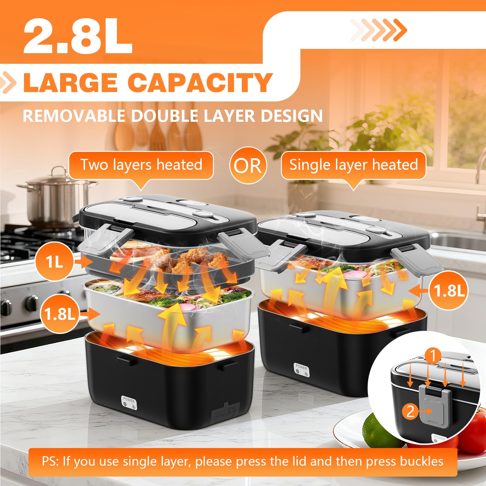 LISHZEN 100W fast heating highlights quick meals on the go.
