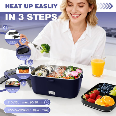 LISHZEN 12V/24V car cord enables on-the-go meals.