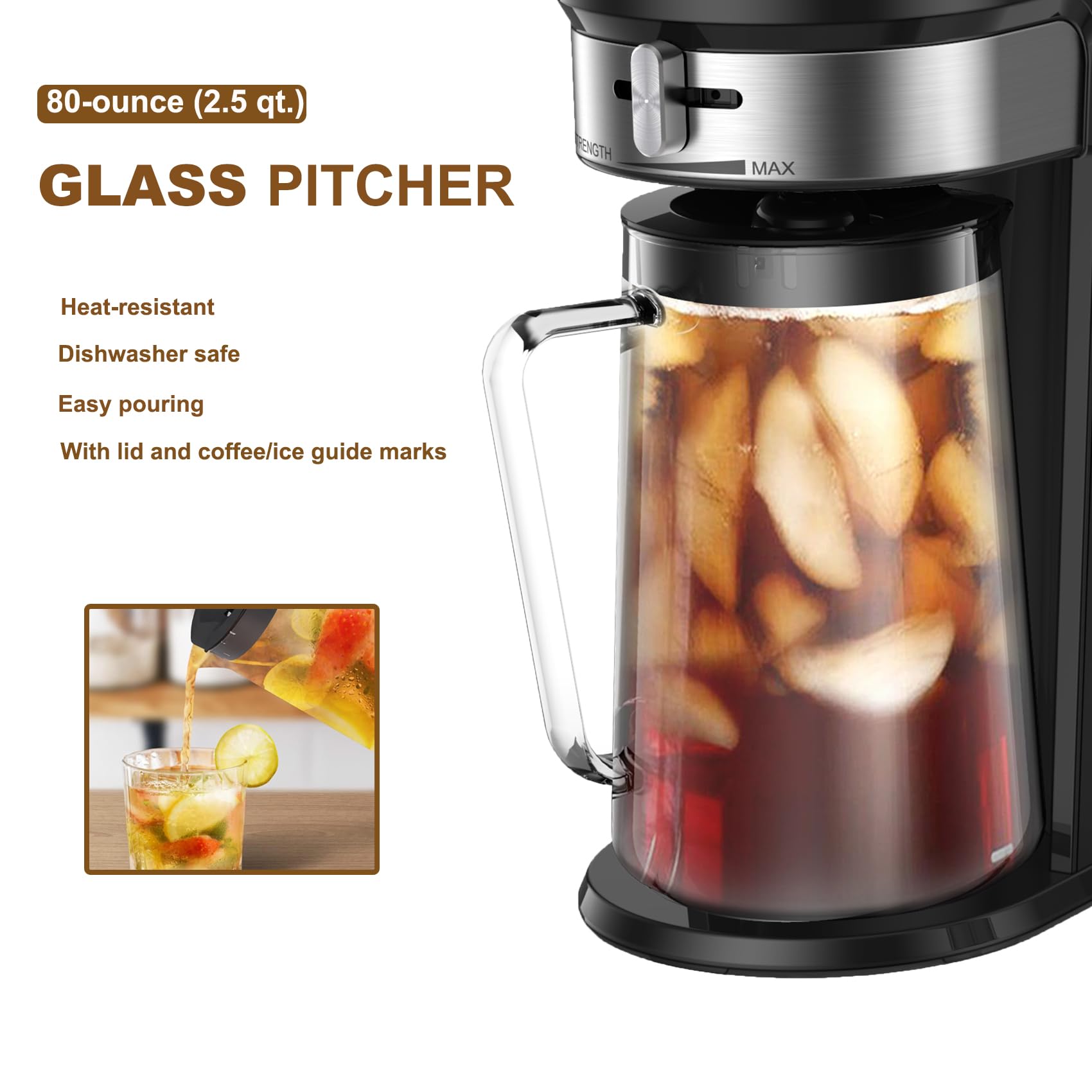 LITIFO wide-mouth pitcher design eases cleaning after use