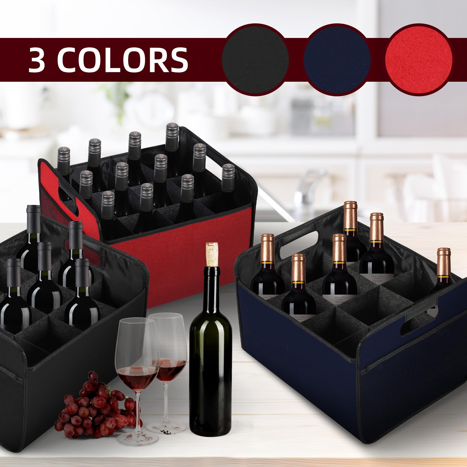 LITLANDSTAR collapsible wine carrier supporting up to 65 lbs for heavier loads.