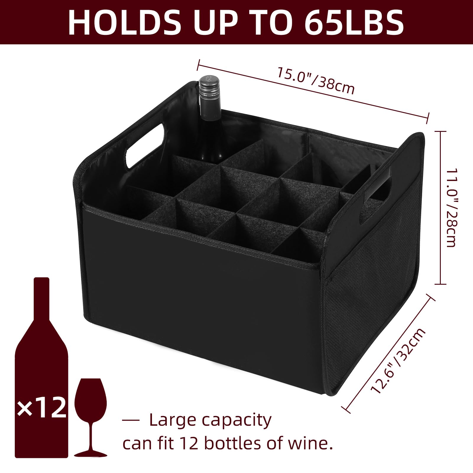 LITLANDSTAR collapsible wine carrier with removable divider to keep bottles separate.