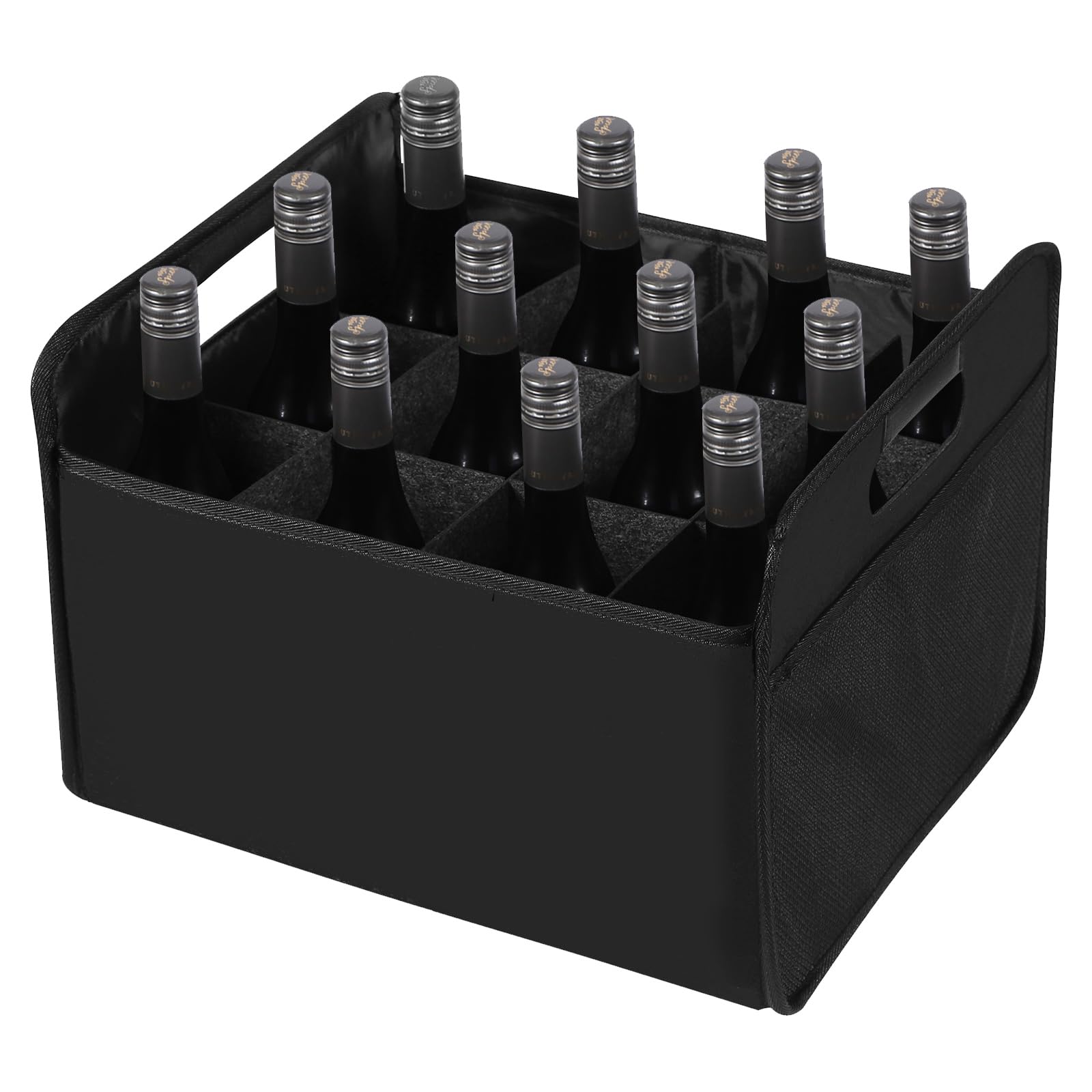 LITLANDSTAR collapsible wine carrier with side mesh pocket for easy accessory storage.