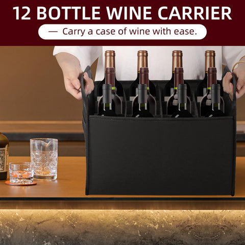 LITLANDSTAR collapsible wine carrier showing two reinforced handles for comfortable transport.