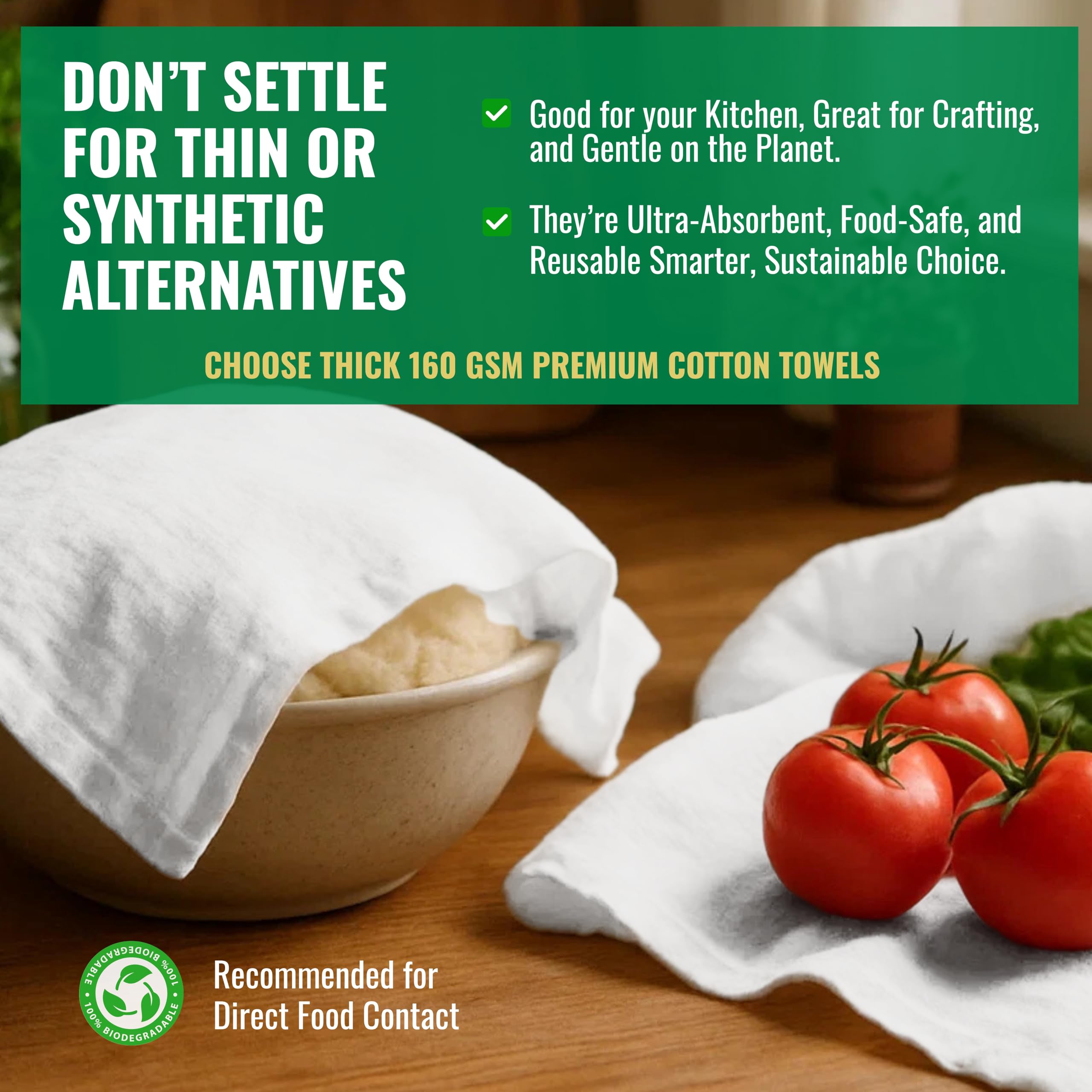 LITO Flour Sack Towels eco-friendly option reduces paper towel waste
