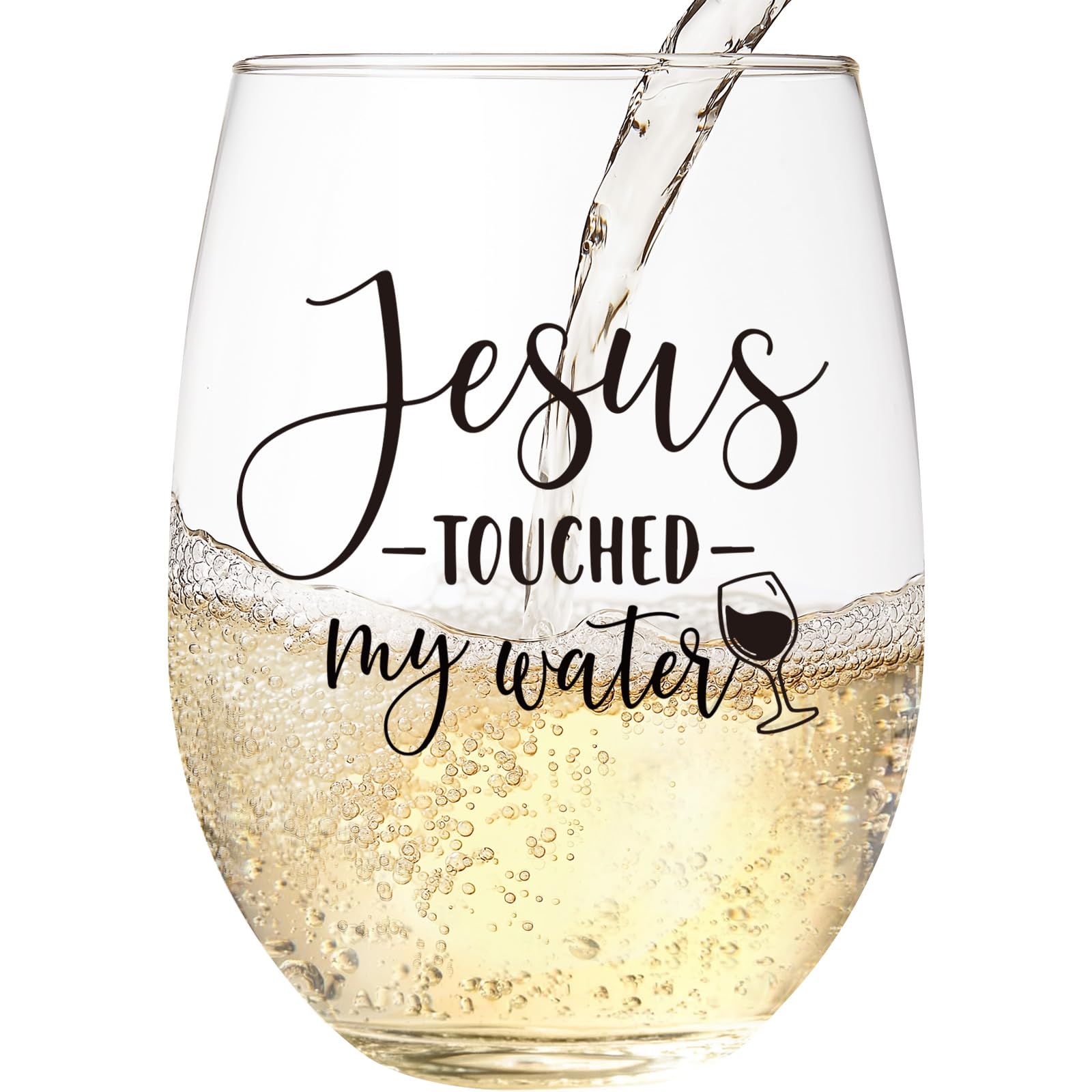 LittleBIGGER friendship Christmas wine glass in front view, 15 oz capacity for festive toasts.
