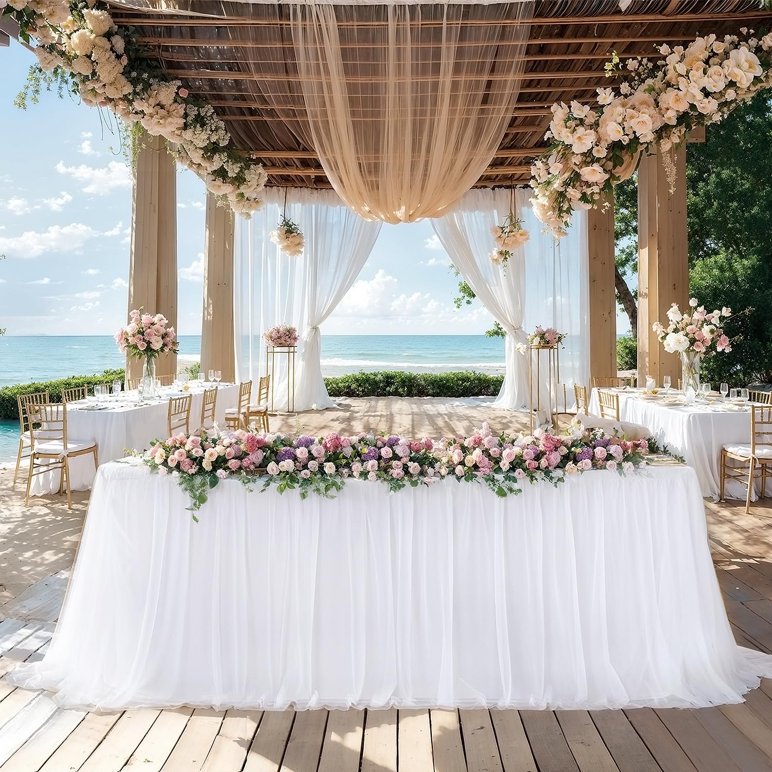 Little Funny white 6ft rectangle tablecloth with fitted edge for quick setup