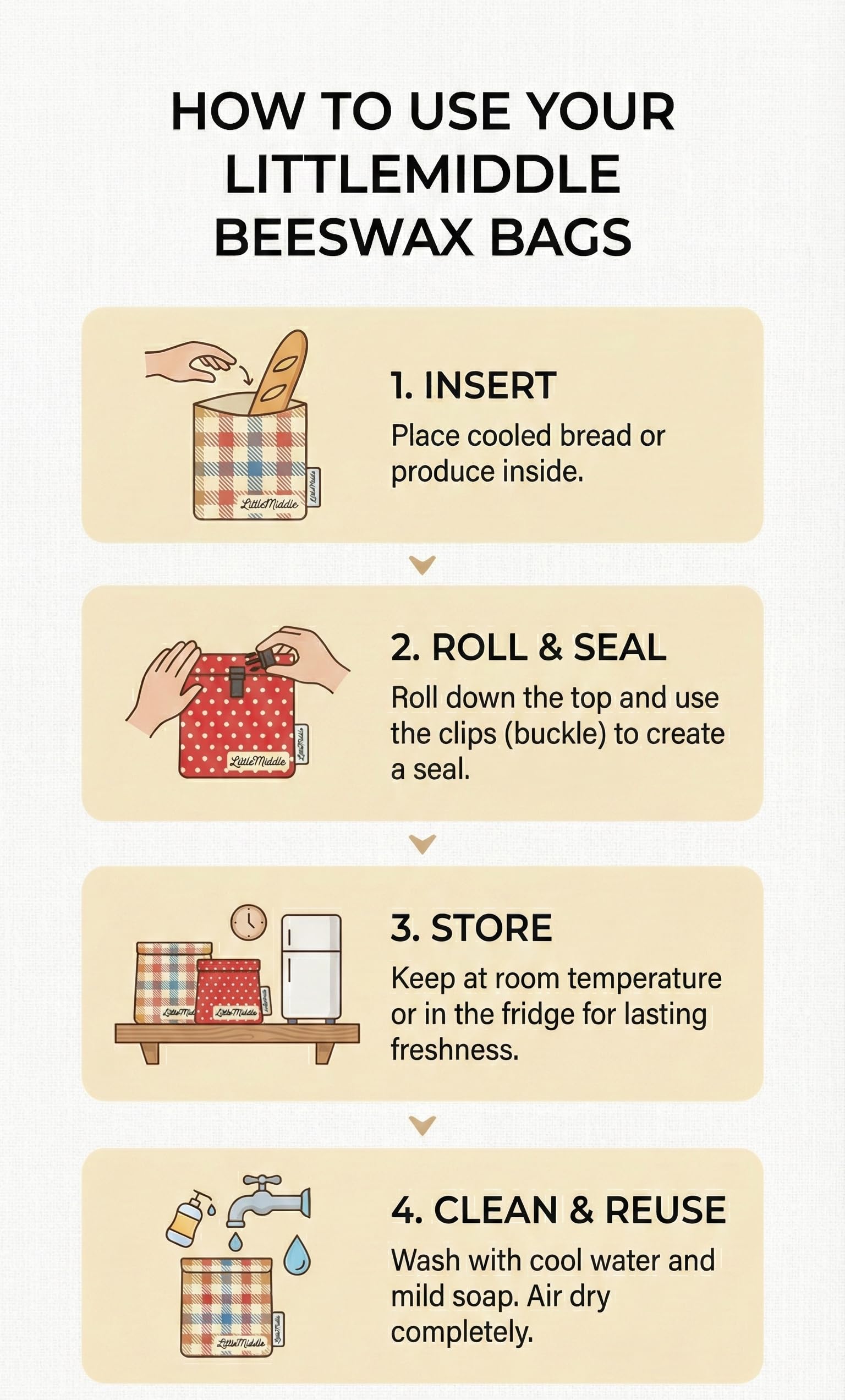 LittleMiddle beeswax lining balances airflow to maintain bread texture over days.