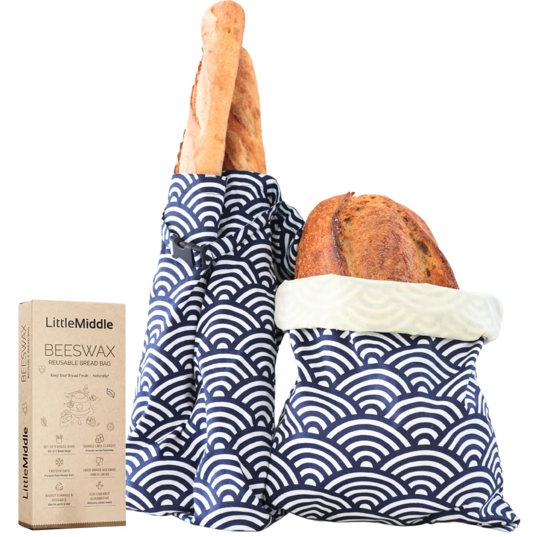 LittleMiddle bread bags in freezer-ready material help preserve baked goods after cooling.