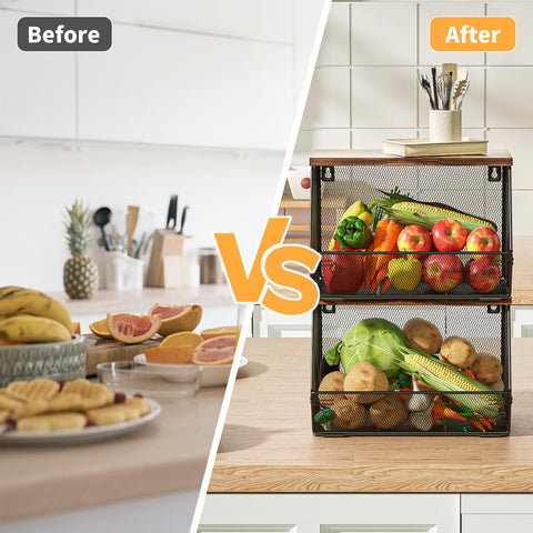 Litwaro wall-mounted basket installation showing space-saving kitchen organization.