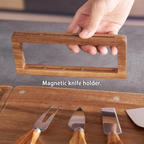 LiTY classic combo round tray with long board for meats and cheese