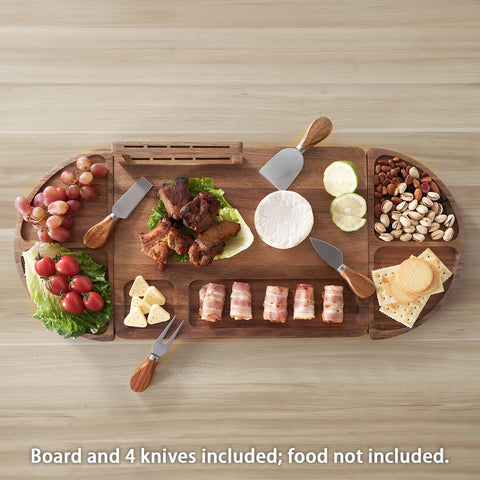 LiTY multi-use trays arranged for cheese, crackers, and desserts