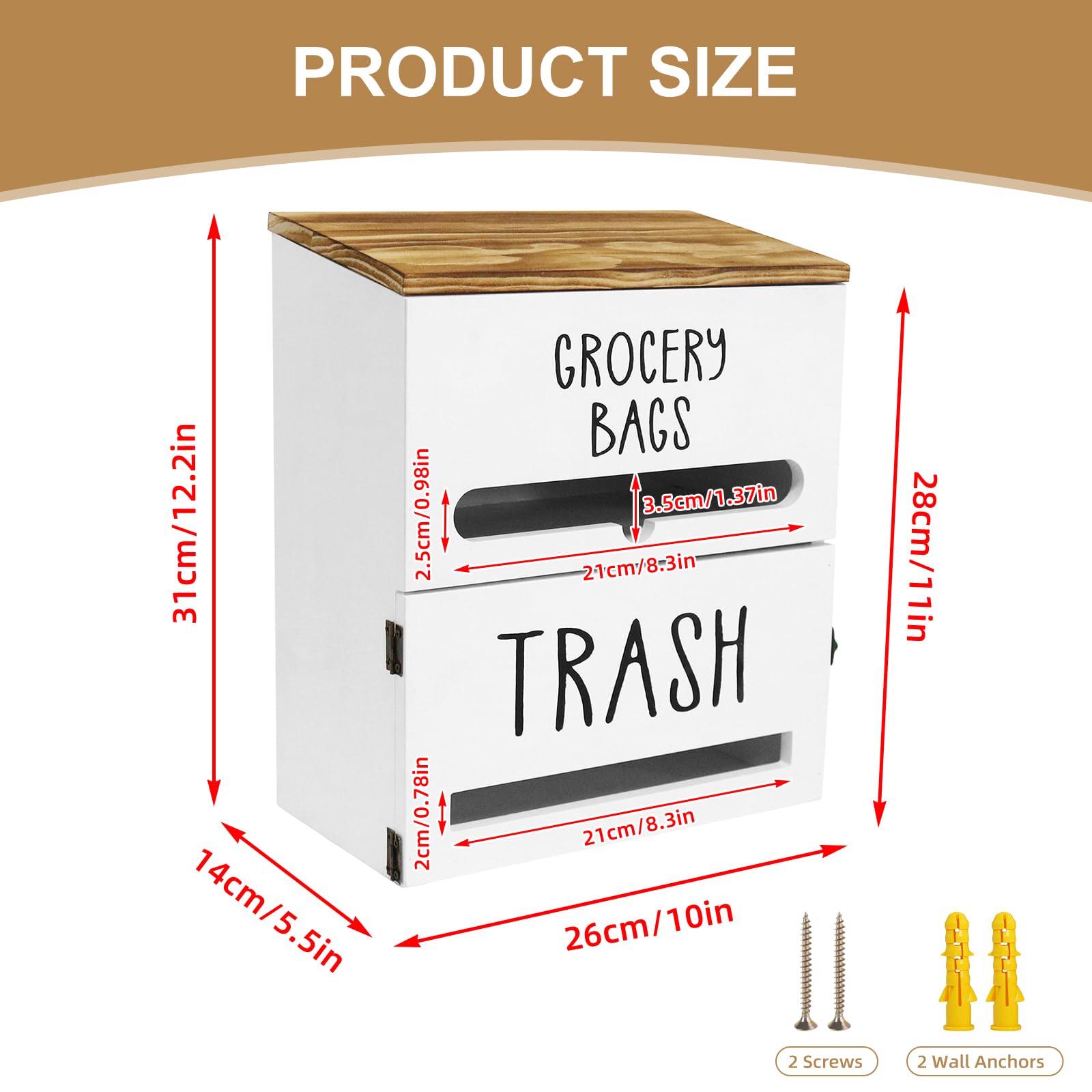 Liuceny wood trash bag holder with durable finish for kitchen and garage.