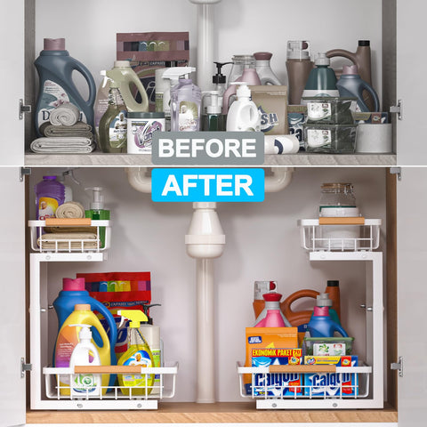 Liuoud suitable for kitchen and bathroom cabinet organization.