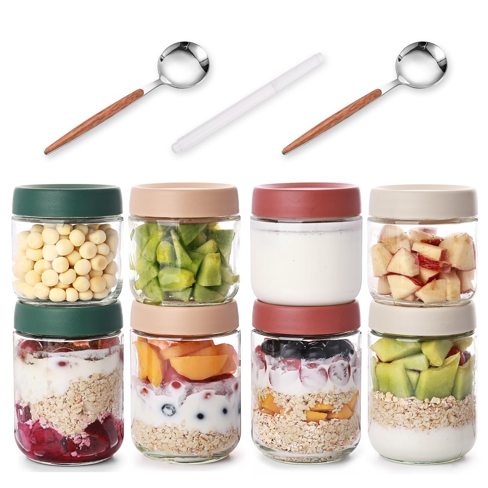 Liuruiyu 8-pack glass storage jars for versatile meal prep and pantry organization.