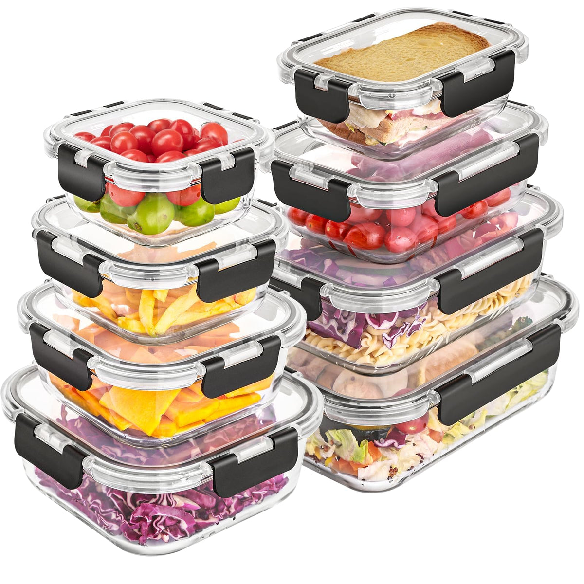 Liuruiyu 8-pack glass containers set for organized meal prep