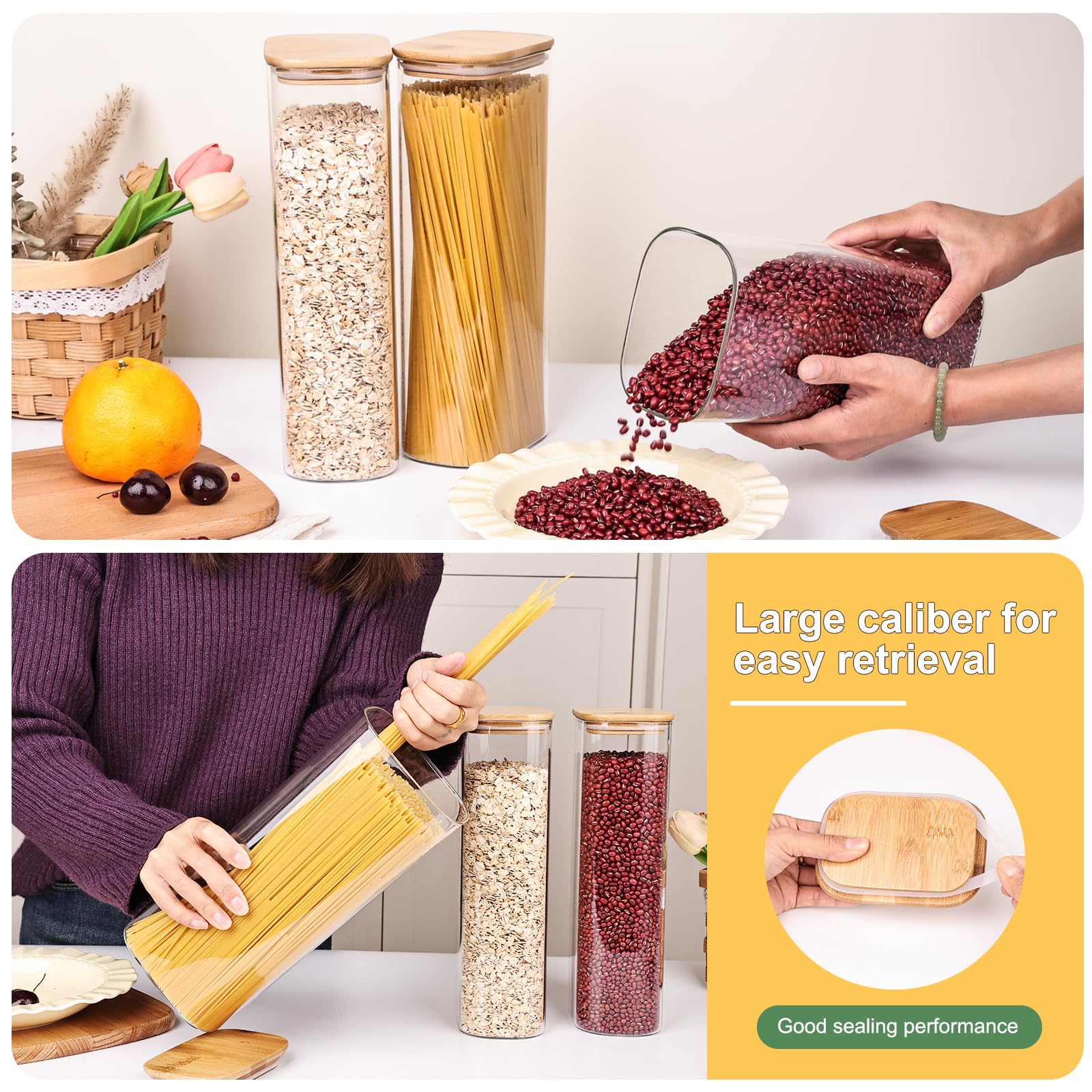 Liuruiyu clear glass jar displaying contents for quick meal prep.